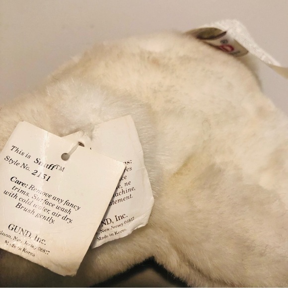 VINTAGE 1980 Gund SNUFF White Polar Bear Ultra Plush Stuffed Toy Animal 7” Lovey - Picture 8 of 9